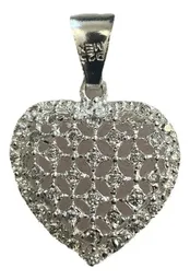 Dije Corazón Plata Ley .925 con Zirconia Blanca Zirconias - Imagen 3