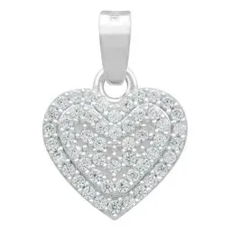 Dije Corazón Plata Ley .925 con Zirconia Blanca - Imagen 1