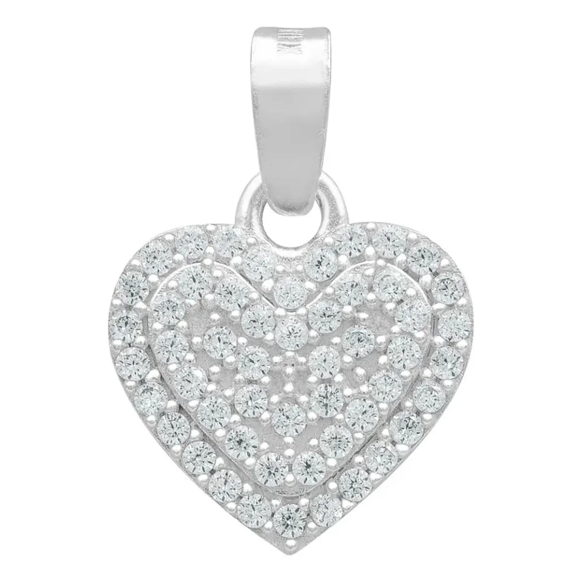 Dije Corazón de Plata Ley .925 con Zirconia Blanca - Joyería fina artesanal mexicana para mujer