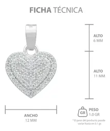 Dije Corazón Plata Ley .925 con Zirconia Blanca - Imagen 7