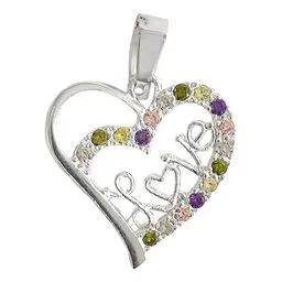 Dije Corazón Plata Ley 925 con Zirconia Brillante - Imagen 1