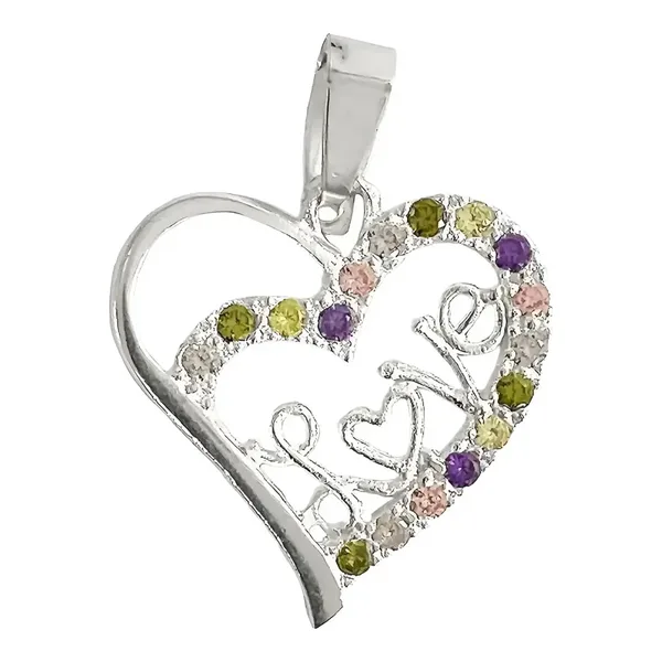 Dije Corazón Plata Ley 925 con Zirconia Brillante - Imagen 1