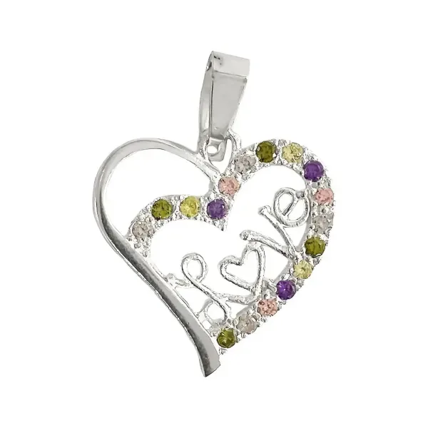 Dije Corazón Plata Ley 925 con Zirconia Brillante - Imagen 1