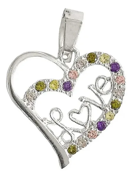 Dije Corazón Plata Ley 925 con Zirconia Brillante - Imagen 1