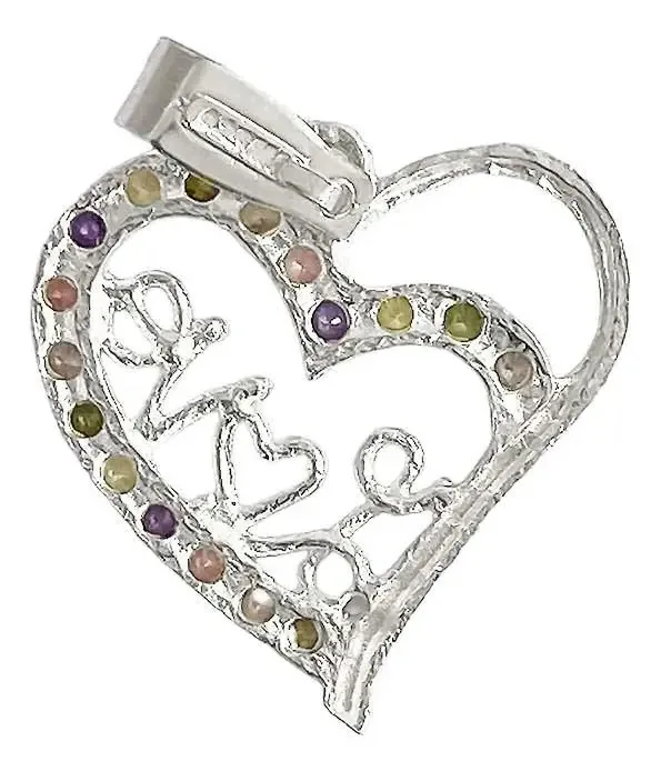 Dije Corazón Plata Ley 925 con Zirconia Brillante - Imagen 1