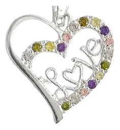 Dije Corazón Plata Ley 925 con Zirconia Brillante - Imagen 3
