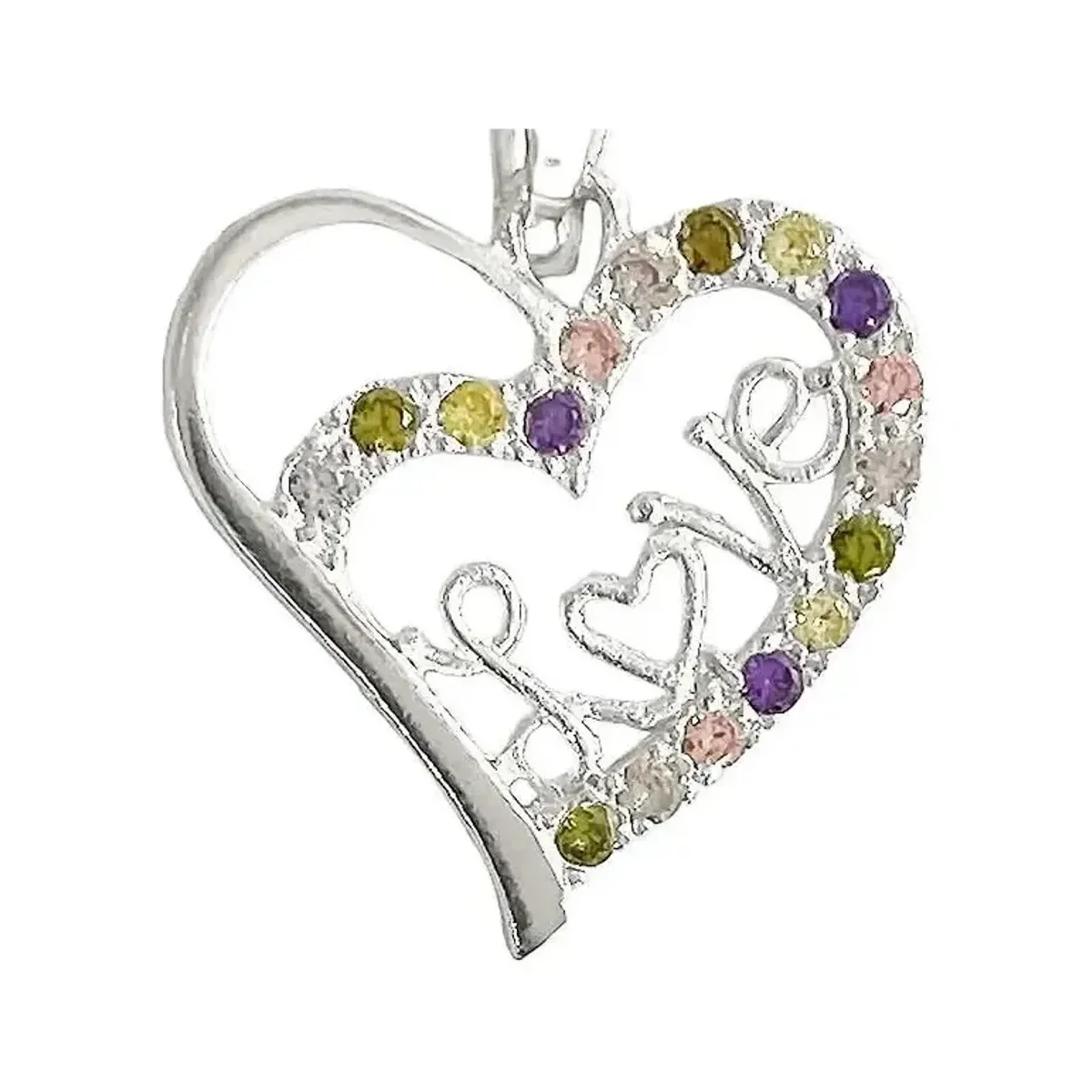 Dije Corazón Plata Ley 925 con Zirconia Brillante - Imagen 3