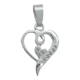 Dije Corazón Plata Ley 925 con Zirconia Transparente - Imagen 1
