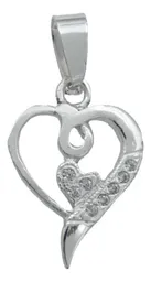 Dije Corazón Plata Ley 925 con Zirconia Transparente - Imagen 1