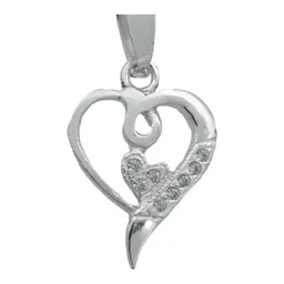 Dije Corazón Plata Ley 925 con Zirconia Transparente - Imagen 2