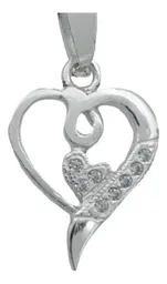 Dije Corazón Plata Ley 925 con Zirconia Transparente - Imagen 2