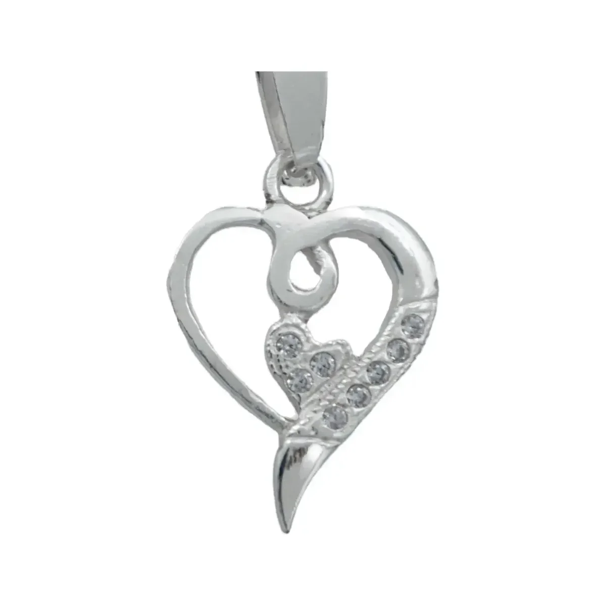 Dije Corazón Plata Ley 925 con Zirconia Transparente - Imagen 2