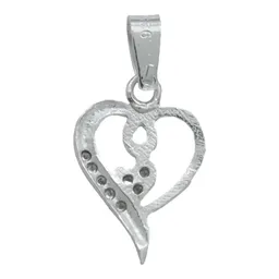 Dije Corazón Plata Ley 925 con Zirconia Transparente - Imagen 3