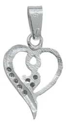 Dije Corazón Plata Ley 925 con Zirconia Transparente - Imagen 3