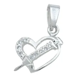 Dije Corazón Plata Ley .925 con Zirconias para Mujer Elegante - Imagen 1