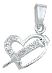 Dije Corazón Plata Ley .925 con Zirconias para Mujer Elegante - Imagen 1