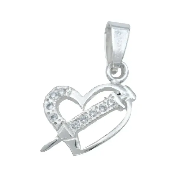 Dije Corazón Plata Ley .925 con Zirconias para Mujer Elegante - Imagen 1