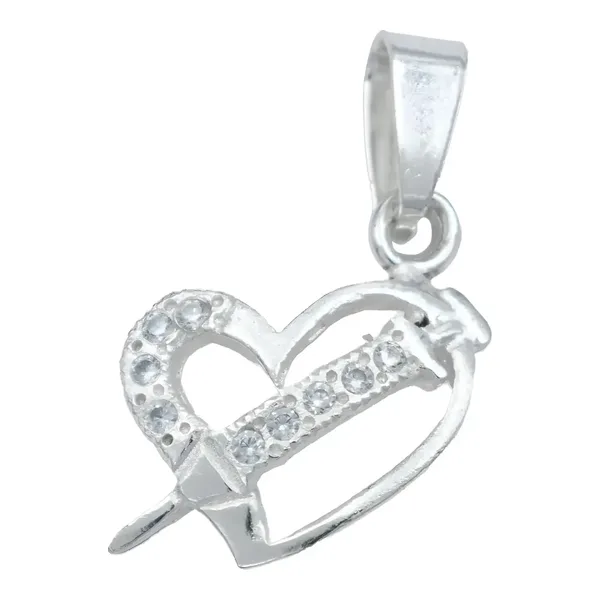 Dije Corazón Plata Ley .925 con Zirconias para Mujer Elegante - Imagen 1