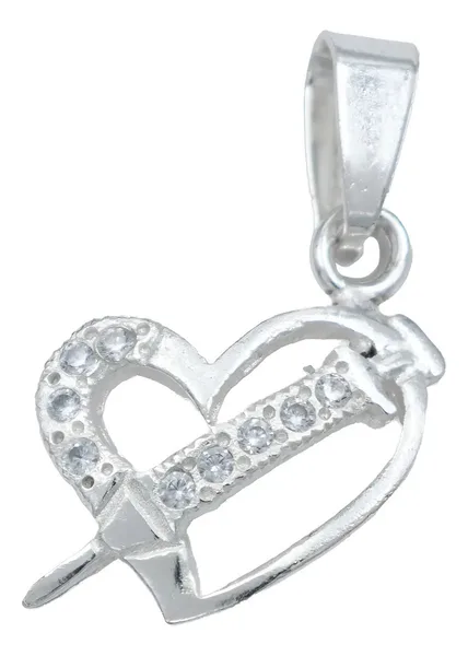 Dije Corazón Plata Ley .925 con Zirconias para Mujer Elegante - Imagen 1