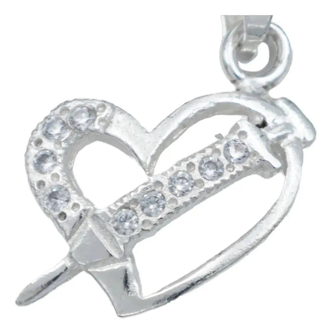 Dije Corazón Plata Ley .925 con Zirconias para Mujer Elegante - Imagen 1