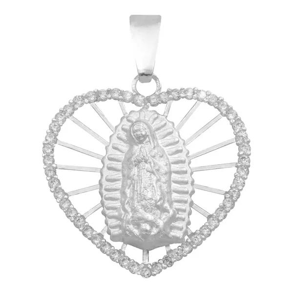 Dije Corazón Virgen Guadalupe Plata 925 Zirconia Mujer - Imagen 1