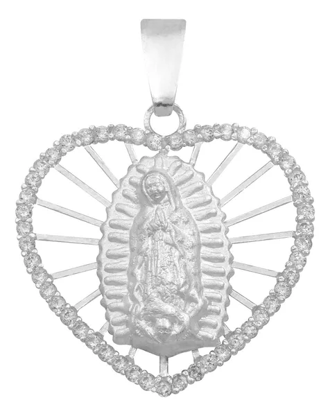 Dije Corazón Virgen Guadalupe Plata 925 Zirconia Mujer - Imagen 1