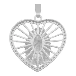 Dije Corazón Virgen Guadalupe Plata 925 Zirconia Mujer - Imagen 2