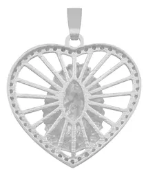 Dije Corazón Virgen Guadalupe Plata 925 Zirconia Mujer - Imagen 2