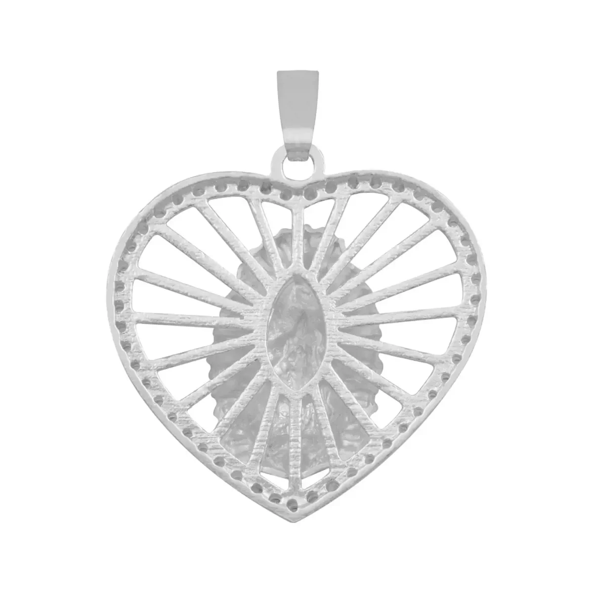 Dije Corazón Virgen Guadalupe Plata 925 Zirconia Mujer - Imagen 2