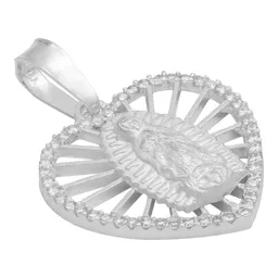 Dije Corazón Virgen Guadalupe Plata 925 Zirconia Mujer - Imagen 3