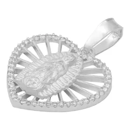 Dije Corazón Virgen Guadalupe Plata 925 Zirconia Mujer - Imagen 4