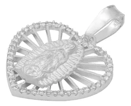 Dije Corazón Virgen Guadalupe Plata 925 Zirconia Mujer - Imagen 4