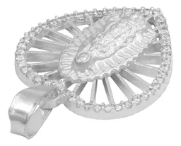 Dije Corazón Virgen Guadalupe Plata 925 Zirconia Mujer - Imagen 5