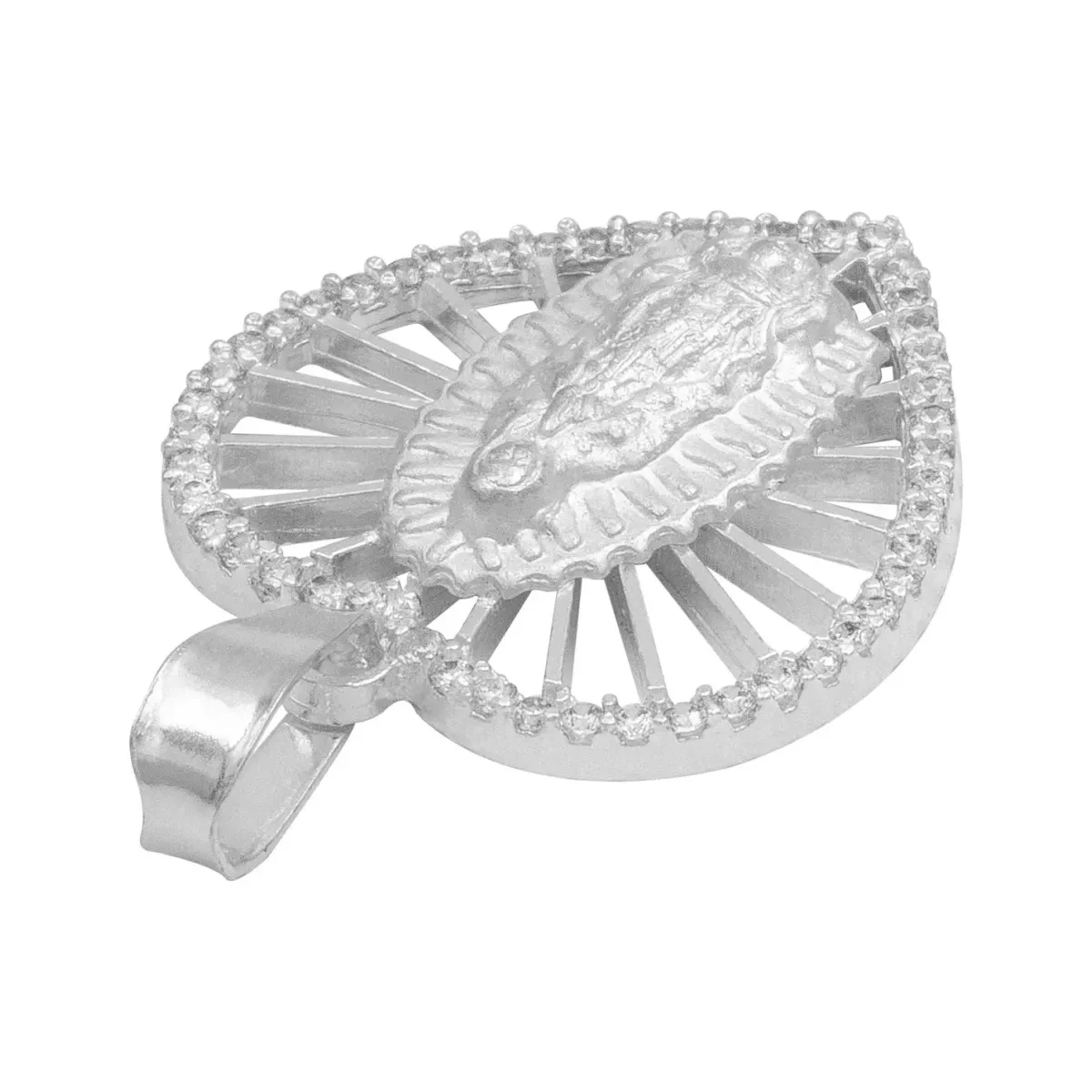 Dije Corazón Virgen Guadalupe Plata 925 Zirconia Mujer - Imagen 5