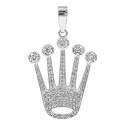 Dije Corona de Rey Plata 925 con Zirconia Transparente - Imagen 1