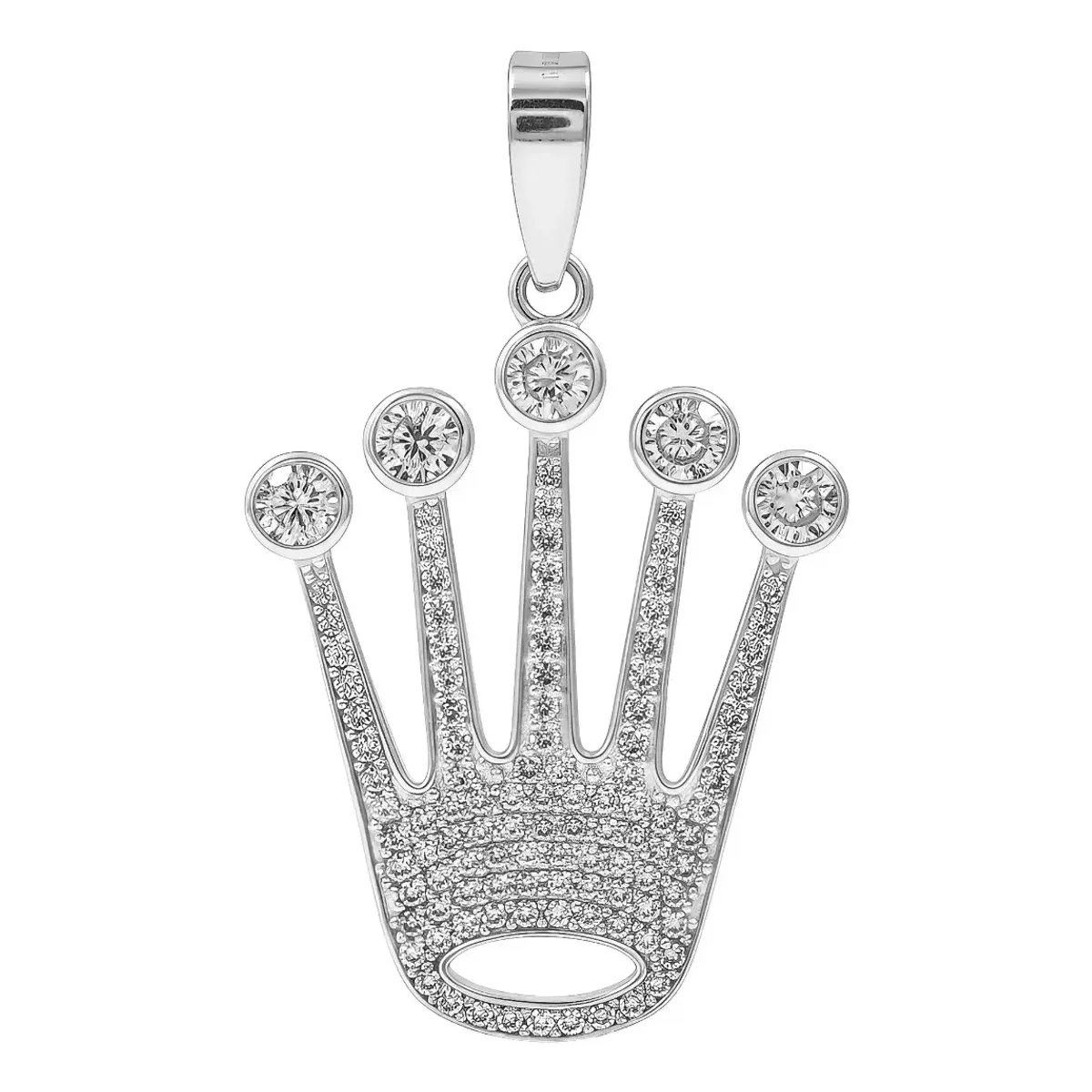 Dije Corona de Rey Plata .925 con Zirconia Transparente, un colgante significativo de diseño regio. Joyería de lujo artesanal