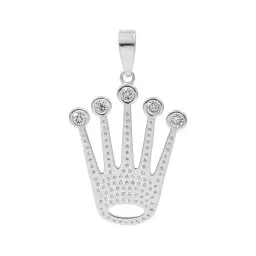 Dije Corona de Rey Plata 925 con Zirconia Transparente - Imagen 2