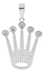 Dije Corona de Rey Plata 925 con Zirconia Transparente - Imagen 2