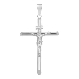 Dije Crucifijo Tubular Plata Ley 925 para Hombre - Imagen 1