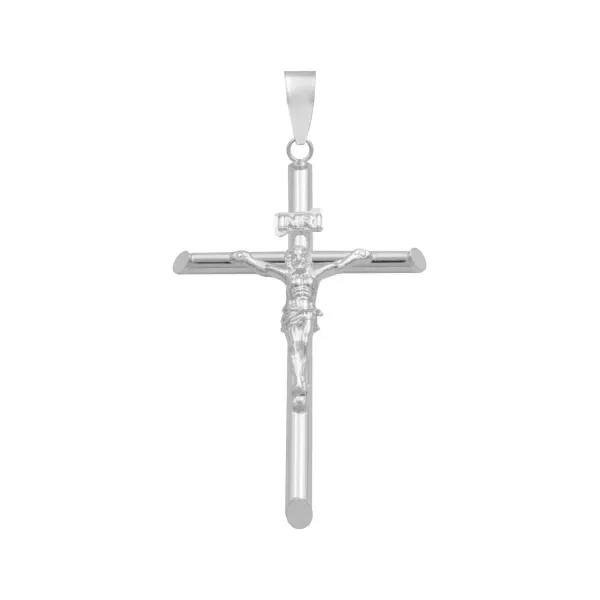 Dije Crucifijo Tubular Plata Ley 925 para Hombre - Imagen 1