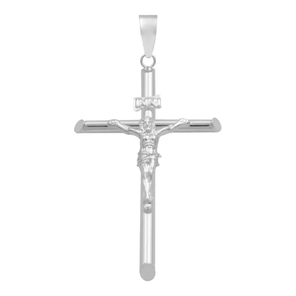 Dije Crucifijo Tubular Plata Ley 925 para Hombre - Imagen 1