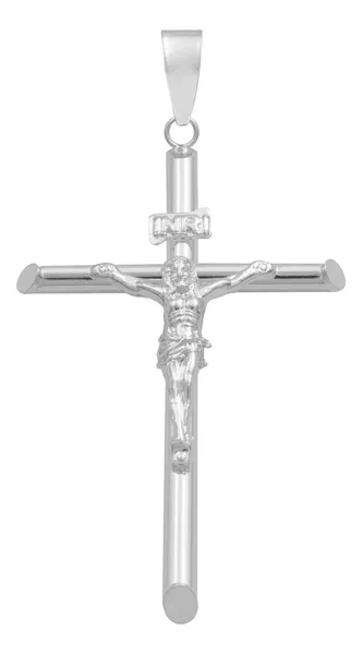 Dije Crucifijo Tubular Plata Ley 925 para Hombre - Imagen 1
