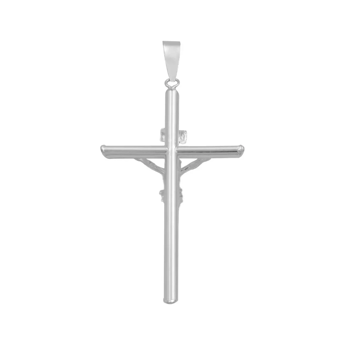 Dije Crucifijo Tubular Plata Ley 925 para Hombre - Imagen 2