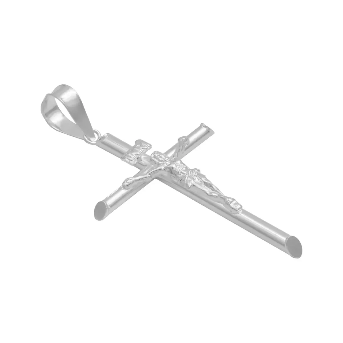 Dije Crucifijo Tubular Plata Ley 925 para Hombre - Imagen 3