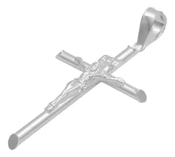 Dije Crucifijo Tubular Plata Ley 925 para Hombre - Imagen 4