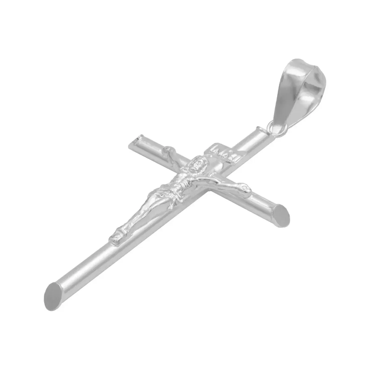 Dije Crucifijo Tubular Plata Ley 925 para Hombre - Imagen 4