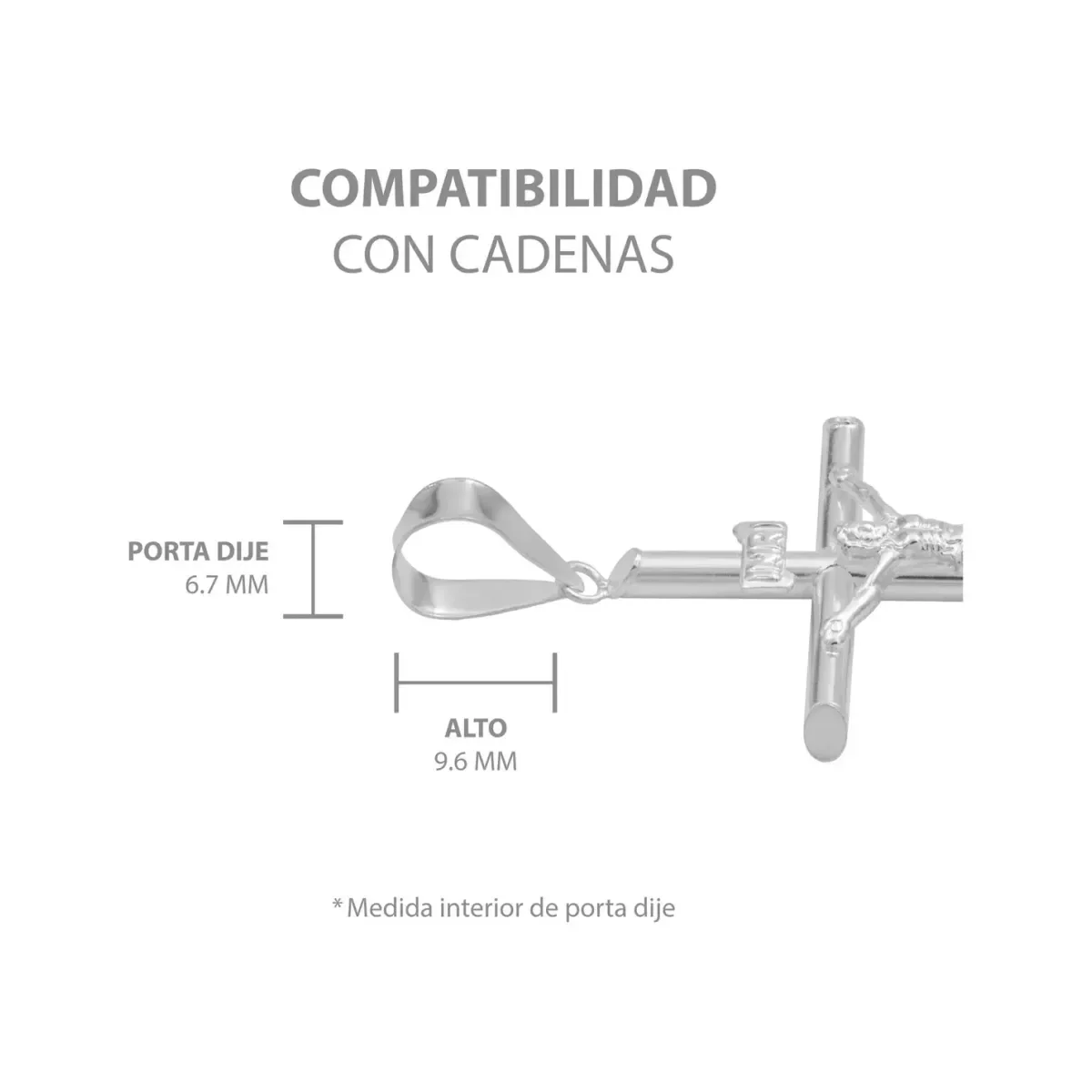 Dije Crucifijo Tubular Plata Ley 925 para Hombre - Imagen 6