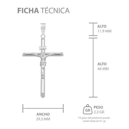 Dije Crucifijo Tubular Plata Ley 925 para Hombre - Imagen 7