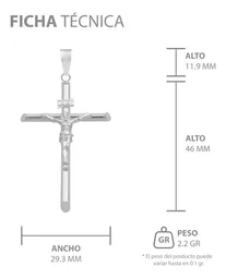 Dije Crucifijo Tubular Plata Ley 925 para Hombre - Imagen 7