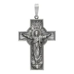 Dije Cruz Antigua Plata 925 Cristo Espíritu Santo Unisex - Imagen 1